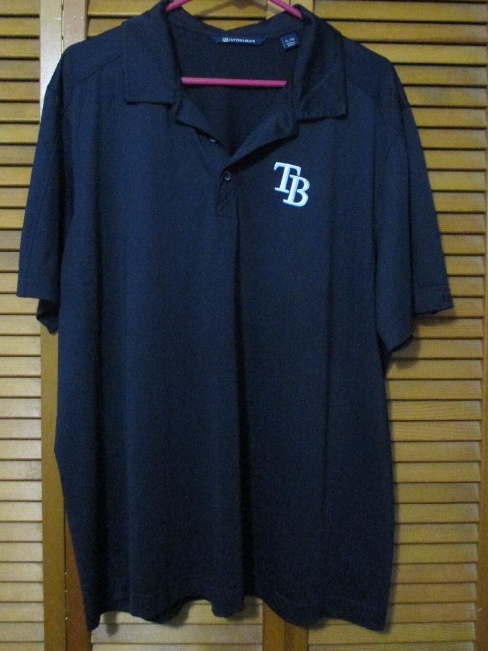Cutter & Buck men's polo Tampa Bay Rays that is navy blue & embroidered TB sz XL